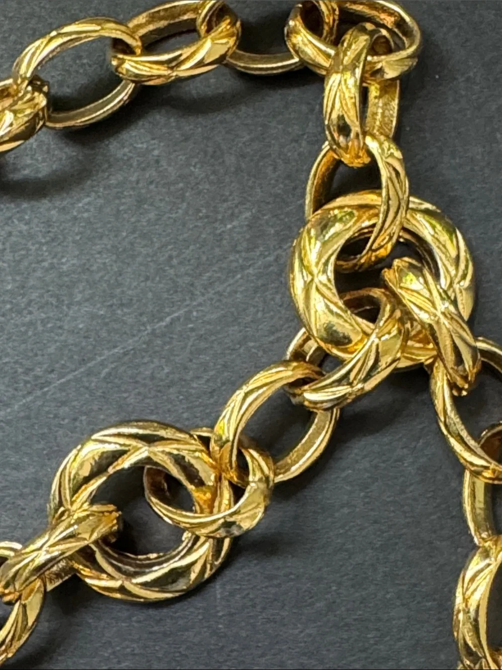 Vintage Gold Chain Link Belt with Gold Coin